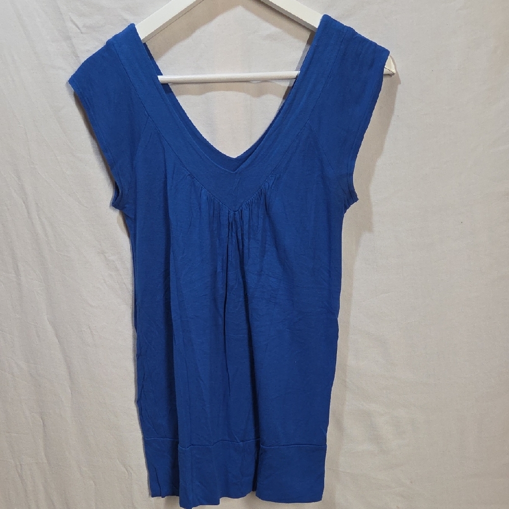 Blue Y2K Fame Knitworks Women's S/M V-Neck (And Back!) Top Rayon